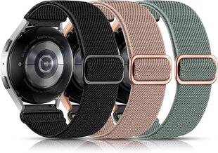 Joustava kellon ranneke Yhteensopiva Samsung Galaxy Watch7 6 5 4 40mm 44mm, 3 kpl 20mm Pehmeä säädettävä nailon urheilurannekeMusta/Cactus/Pink kanssa hinta ja tiedot | Älykellojen ja aktiivisuusrannekkeiden lisätarvikkeet | hobbyhall.fi