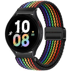 22 mm:n magneettinen kellon ranneke Yhteensopiva Samsung Galaxy Watchin 4 5 6 7 kellon ranneke 40 mm 44 mm, joustava kudottu kelloranneke Naisten miehetMusta sateenkaari hinta ja tiedot | Älykellojen ja aktiivisuusrannekkeiden lisätarvikkeet | hobbyhall.fi