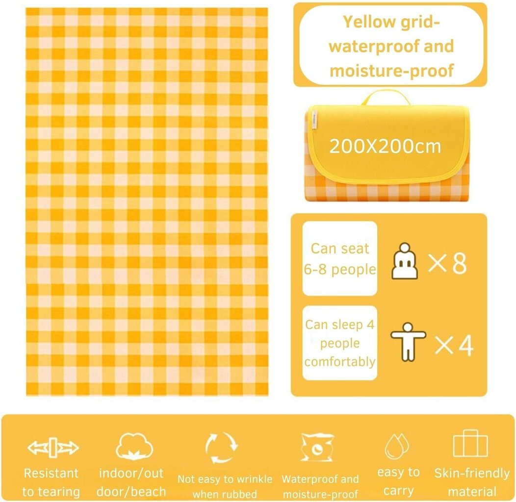 Piknikpeitto, rantapeitto, kannettava rantamatto, vedenpitävä hiekkapitävä kannettava taitettava piknikpeitto kantokahvalla perheelle, ranta, puisto, vaellus, leirintäalue 2M*1,5M GREEN hinta ja tiedot | Reput ja rinkat | hobbyhall.fi