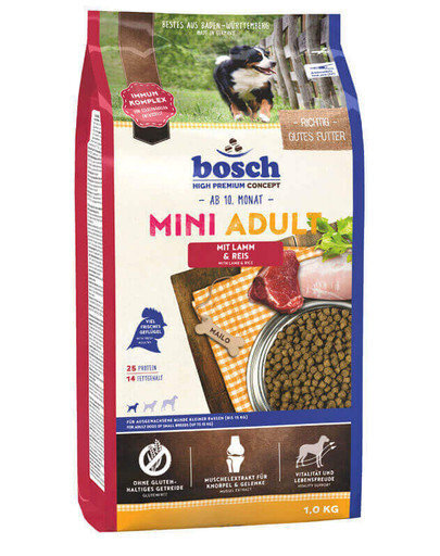 Kuivaruoka koirille BOSCH Mini Adult Lamb & Rice, 1 kg. hinta ja tiedot | Koiran kuivaruoka | hobbyhall.fi