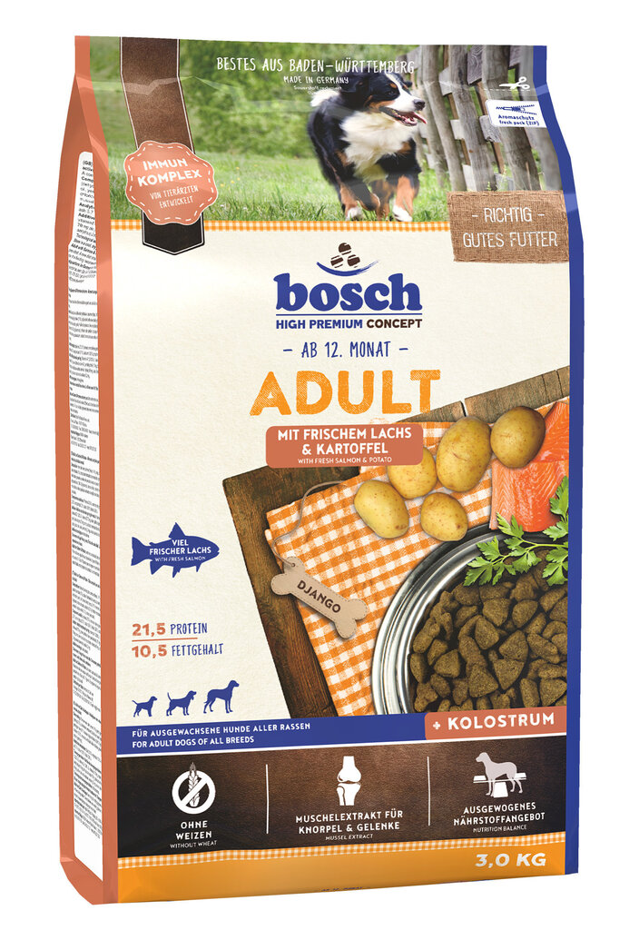 Koiran kuivaruoka Bosch Adult Salmon & Potato (High Premium) 3kg hinta ja tiedot | Koiran kuivaruoka | hobbyhall.fi