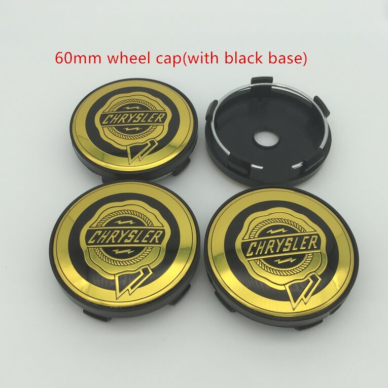 (60mm keltainen korkki 2)4kplChrysler 300C auton pyörän keskisuojus napakorkki Hartsi Badge Tunnus tarra 300 Sebring Pacifica|Pyörien keskikorkit| hinta ja tiedot | Lisätarvikkeet autoiluun | hobbyhall.fi