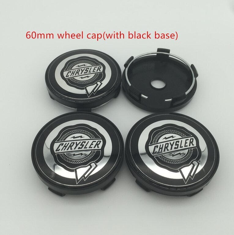 (60mm musta korkki 2)4kplChrysler 300C auton pyörän keskisuojus napakorkki Hartsi Badge Tunnus tarra 300 Sebring Pacifica|Pyörien keskikorkit| hinta ja tiedot | Lisätarvikkeet autoiluun | hobbyhall.fi