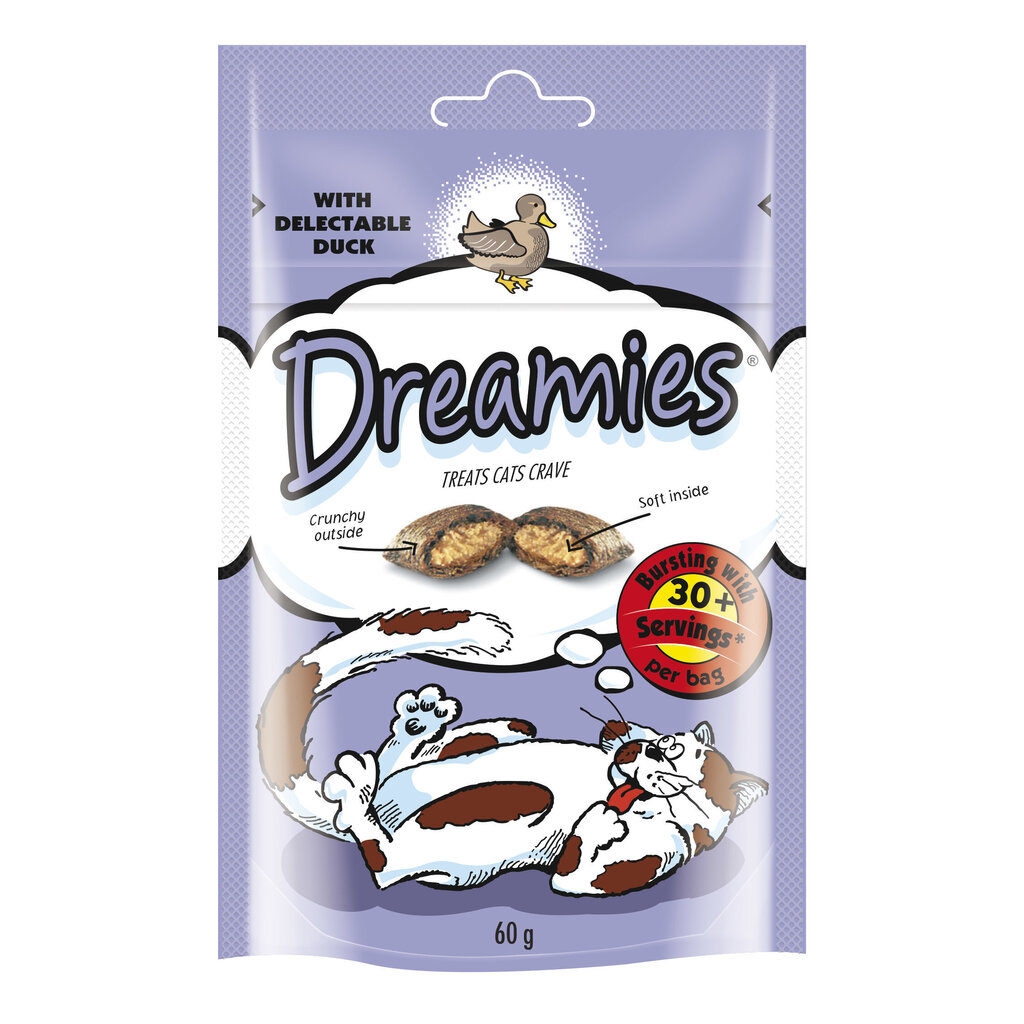 Makeiset kissoille Dreamies ankanlihalla, 60 gx 6 hinta ja tiedot | Kissan herkut | hobbyhall.fi