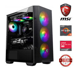 Ryzen 5 5500 16GB 256GB SSD 1TB HDD RX 580 8GB NoOs hinta ja tiedot | Pöytätietokoneet | hobbyhall.fi