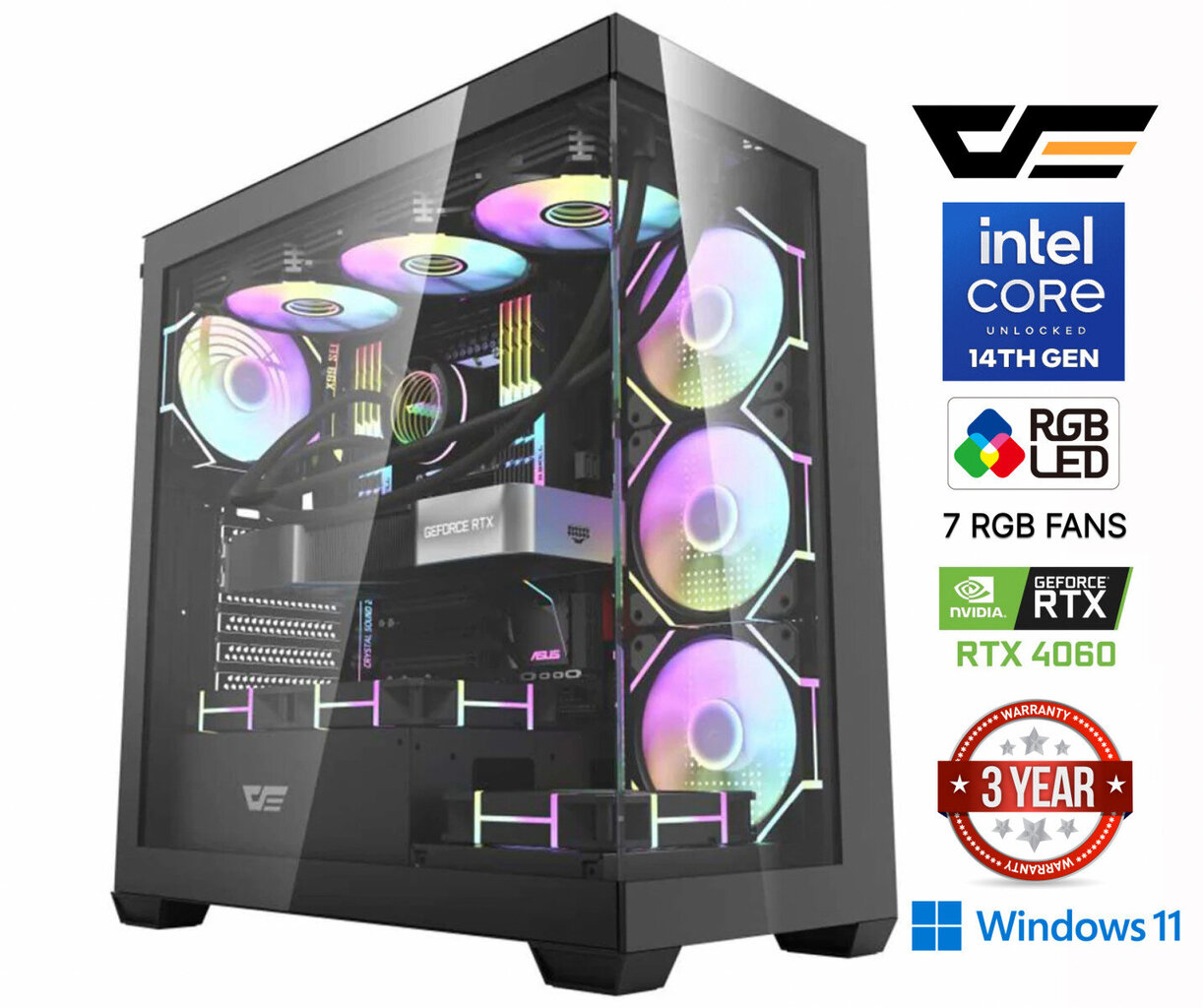 Core i5-14400F 32GB 512GB SSD 1TB HDD RTX 4060 8GB Windows 11 hinta ja tiedot | Pöytätietokoneet | hobbyhall.fi