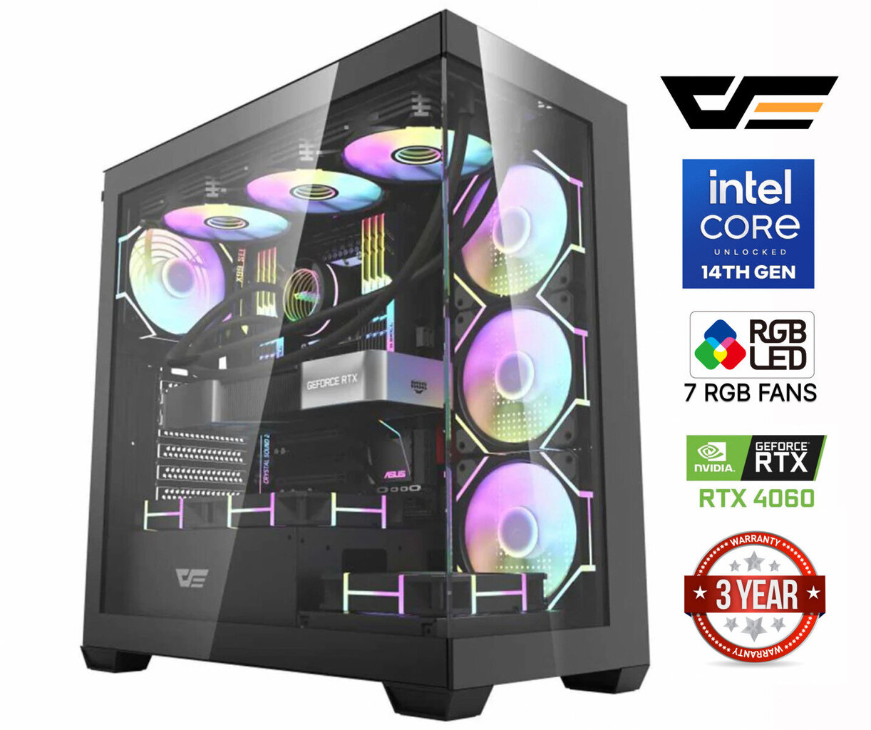 Core i5-14400F 64GB 1TB SSD RTX 4060 8GB NoOS hinta ja tiedot | Pöytätietokoneet | hobbyhall.fi