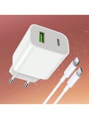 USB C -laturilohko virtasovitin seinälaturi, kaksinkertainen pikalataustiili, yhteensopiva iPhone 14/14 Pro/13/12/11/XS, Samsung Galaxy - valkoinen 4FT kaapeli hinta ja tiedot | Kaapelit ja adapterit | hobbyhall.fi