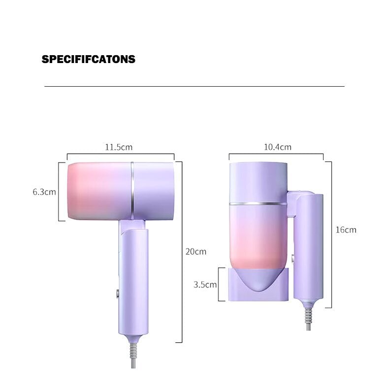 Taitettava Hiustenkuivaaja 750W kantolaukku Kuuma ilma Anion Hiustenhoito Home Travel Hiustenkuivaaja Makuuhuoneen puhalluskuivaaja 220V-240V hinta ja tiedot | Hiustenkuivaajat | hobbyhall.fi