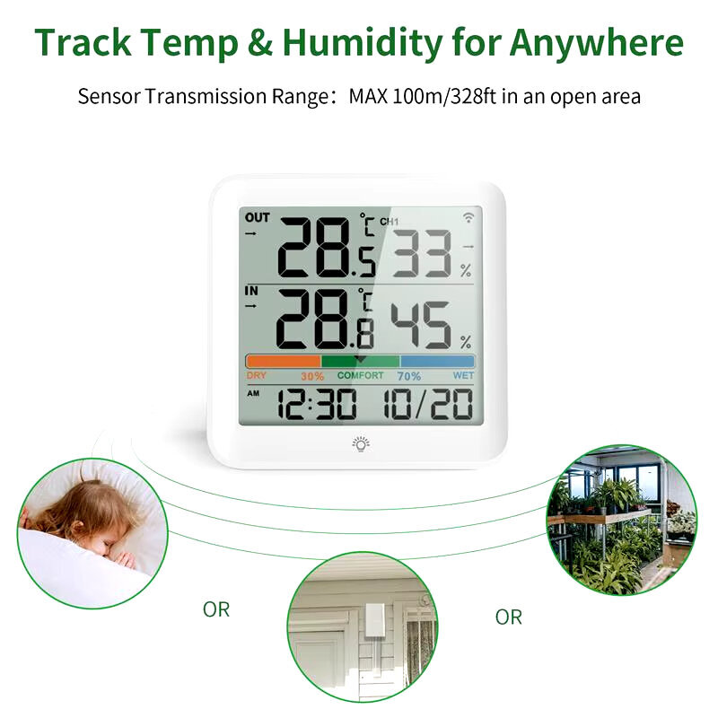 6202-Anturilla Kotisääasema Lämpötilakosteusmittari LCD Digitaalinen lämpömittari Kosteusmittari Ulkolämpötila ja kosteus anturilla hinta ja tiedot | Sääasemat, lämpö- ja kosteusmittarit | hobbyhall.fi