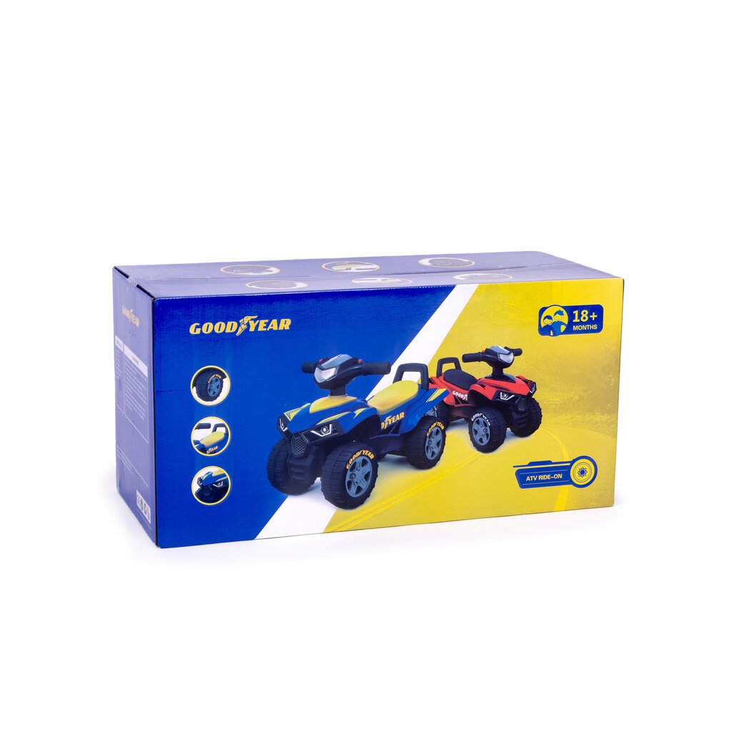 Goodyear quad ride-on, interaktiivinen ohjauspyörä, äänet, SININEN hinta ja tiedot | Poikien lelut | hobbyhall.fi