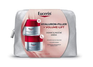 Kosmetiikkasetti Eucerin Hyaluron Filler+Volume Lift: päivävoide, 50 ml + yövoide, 50 ml + kosmetiikkalaukku hinta ja tiedot | Kasvovoiteet | hobbyhall.fi