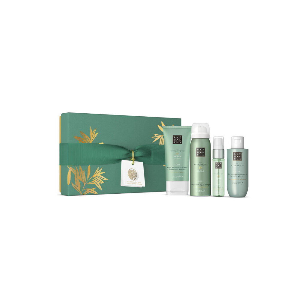 Kosmetiikkasetti Rituals the Ritual of Jing Gift Set-S: suihkugeeli, 50 ml + käsinaamio, 50 ml + vartalosuihke, 20 ml + suihkuöljy, 75 ml hinta ja tiedot | Vartalovoiteet ja -emulsiot | hobbyhall.fi