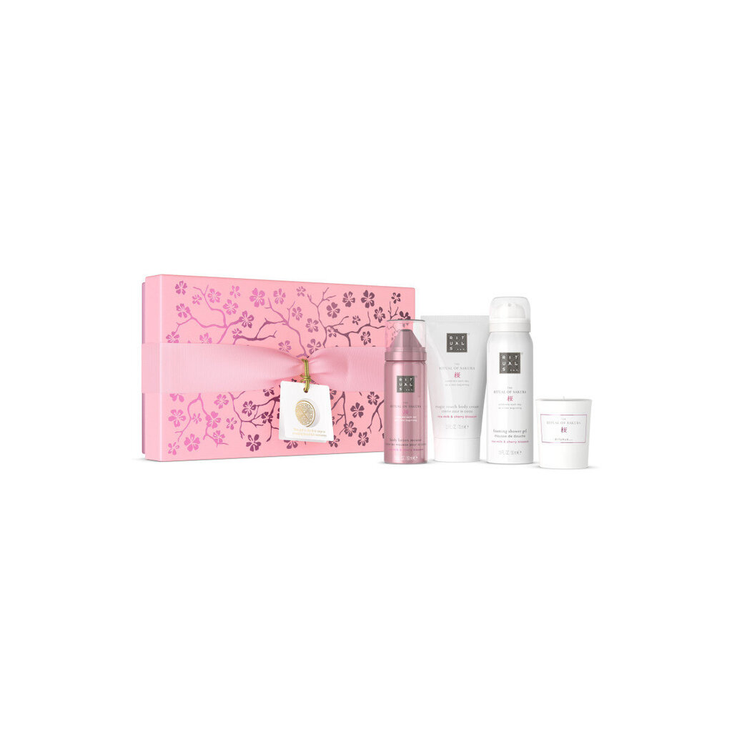 Kosmetiikkasetti Rituals the Ritual of Sakura Gift Set-S: vartalovoide, 50 ml + tuoksukynttilä, 25 g + vartalovoide, 70 ml + suihkugeeli, 50 ml hinta ja tiedot | Vartalovoiteet ja -emulsiot | hobbyhall.fi