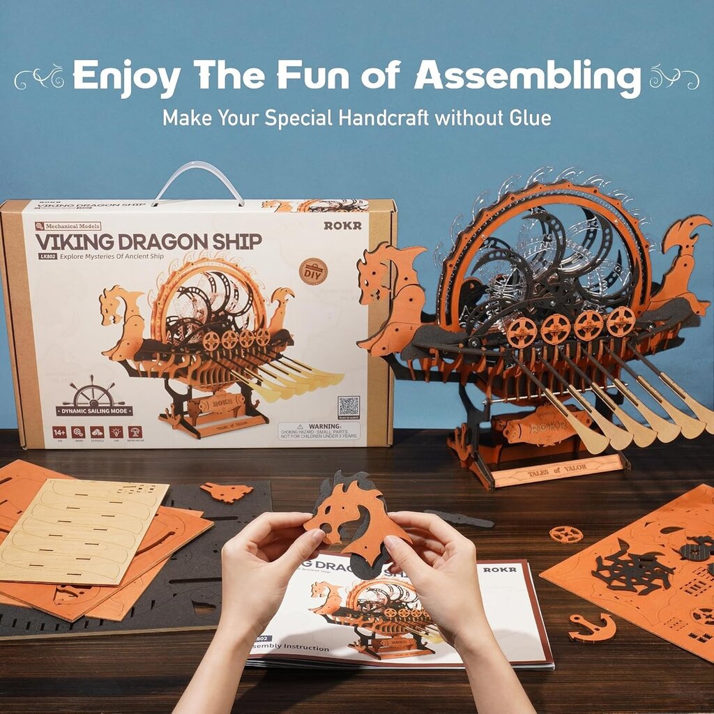 3D puinen mekaaninen rakennussetti Viking Dragon Ship hinta ja tiedot | LEGOT ja rakennuslelut | hobbyhall.fi