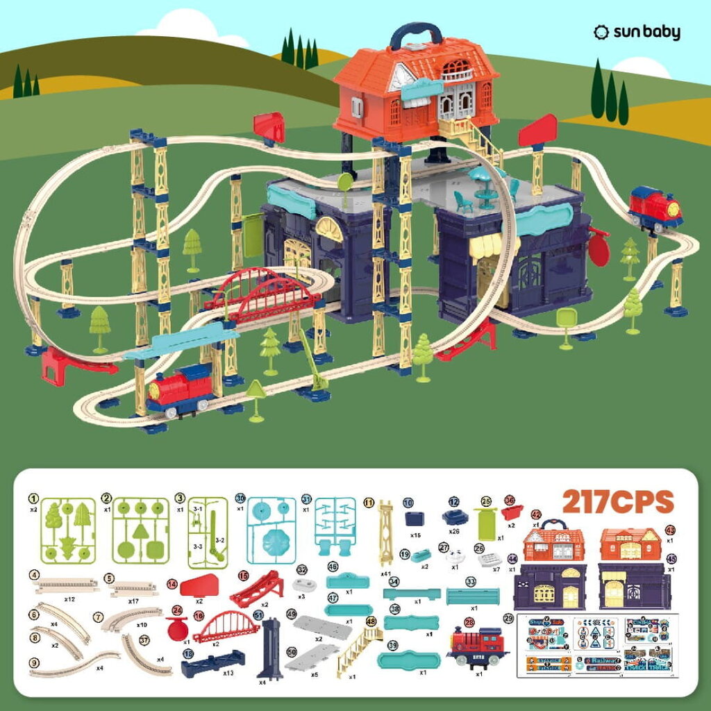 Sähköinen junarata 2 in 1, 206 osaa hinta ja tiedot | Poikien lelut | hobbyhall.fi
