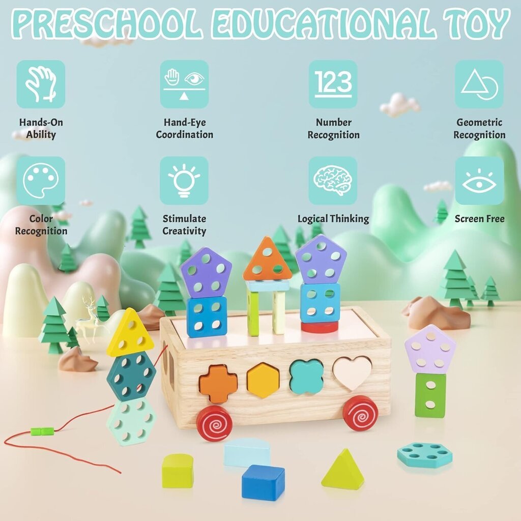 WOODGEO Montessori puinen lelu vauvoille hinta ja tiedot | Kehittävät lelut | hobbyhall.fi