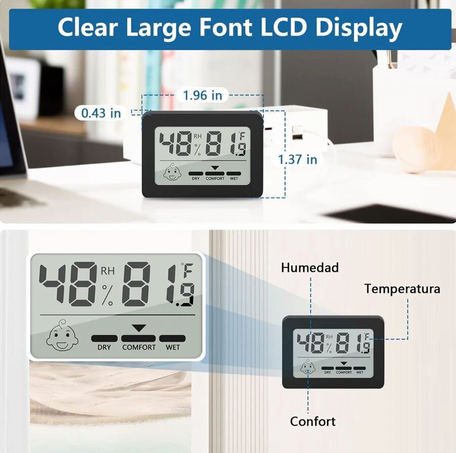 Digitaalinen lämpömittari kosteusmittarilla Oria HC2, 4 kpl hinta ja tiedot | Sääasemat, lämpö- ja kosteusmittarit | hobbyhall.fi