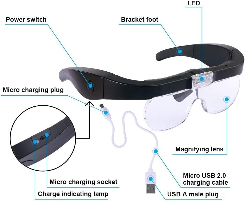 Lunettes L-2 LED suurennuslasit hinta ja tiedot | Käsityökalut | hobbyhall.fi