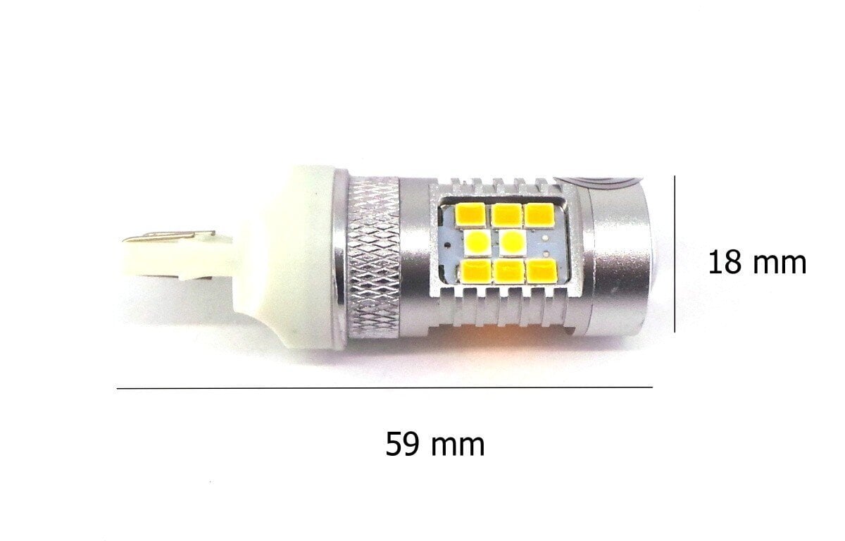 W21/5W LED-lamppu 7443 12V 2000lm Canbus , valkoinen ja oranssi, 1 kpl. hinta ja tiedot | Polttimot | hobbyhall.fi