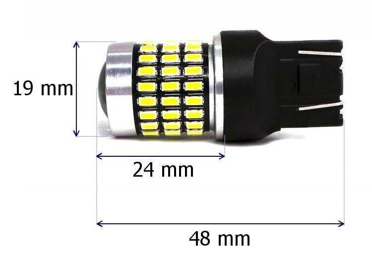 W21/5W LED-lamppu 7443 12-24V Canbus, 2100lm valkoinen linssillä, 1 kpl. hinta ja tiedot | Polttimot | hobbyhall.fi