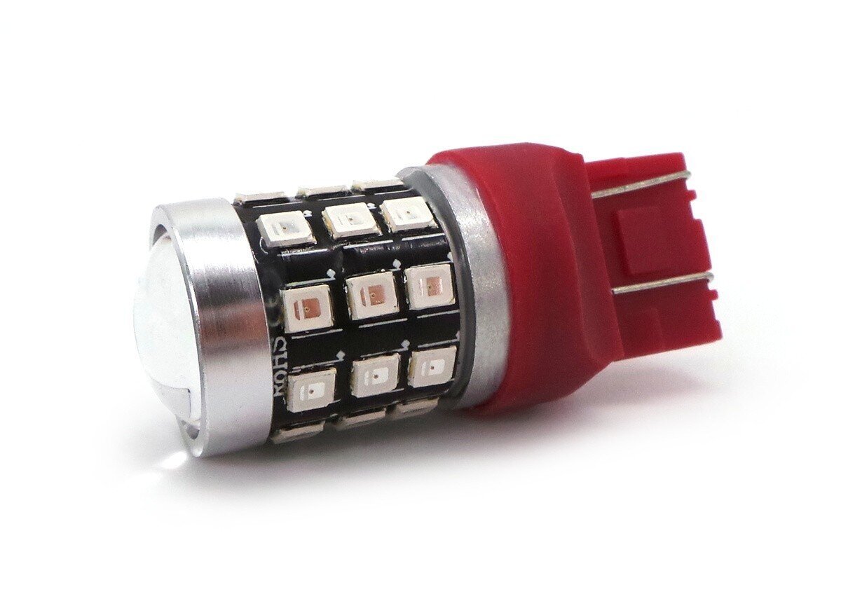 W21/5W LED-lamppu 7443 12-24V 1100lm Canbus, punainen, 1 kpl. hinta ja tiedot | Polttimot | hobbyhall.fi