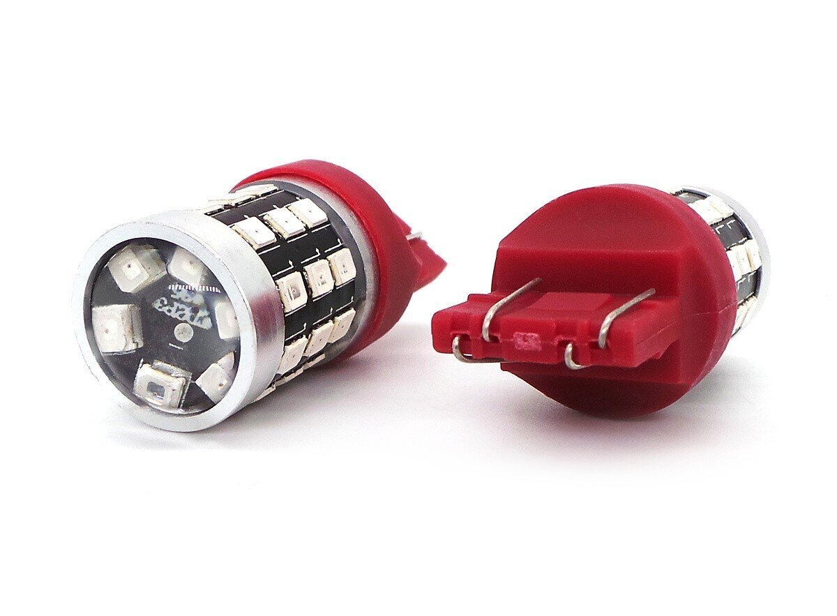 W21/5W LED-lamppu 7443 12-24V 1100lm Canbus, punainen, 1 kpl. hinta ja tiedot | Polttimot | hobbyhall.fi