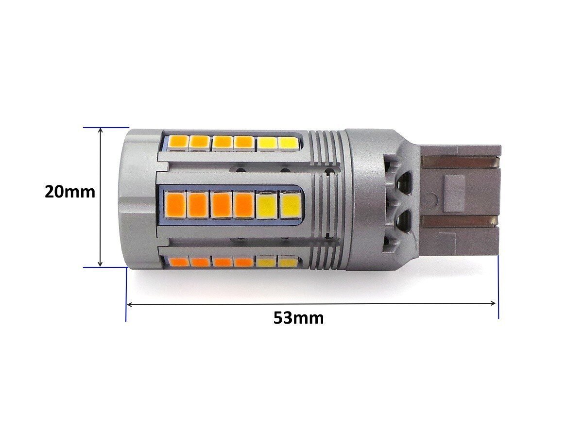 W21/5W LED-lamppu 7443 12-24V Canbus, valkoinen-oranssi 2000 + 800lm, 1 kpl. hinta ja tiedot | Polttimot | hobbyhall.fi