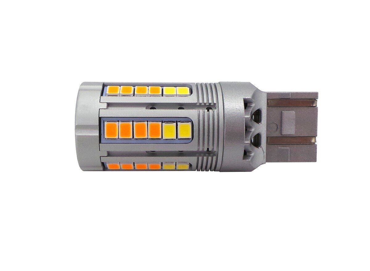 W21/5W LED-lamppu 7443 12-24V Canbus, valkoinen-oranssi 2000 + 800lm, 1 kpl. hinta ja tiedot | Polttimot | hobbyhall.fi