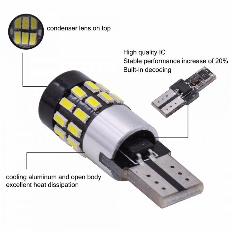 W5W LED-lamppu T10 12V-18V canbus, 430lm, 1 kpl. hinta ja tiedot | Polttimot | hobbyhall.fi