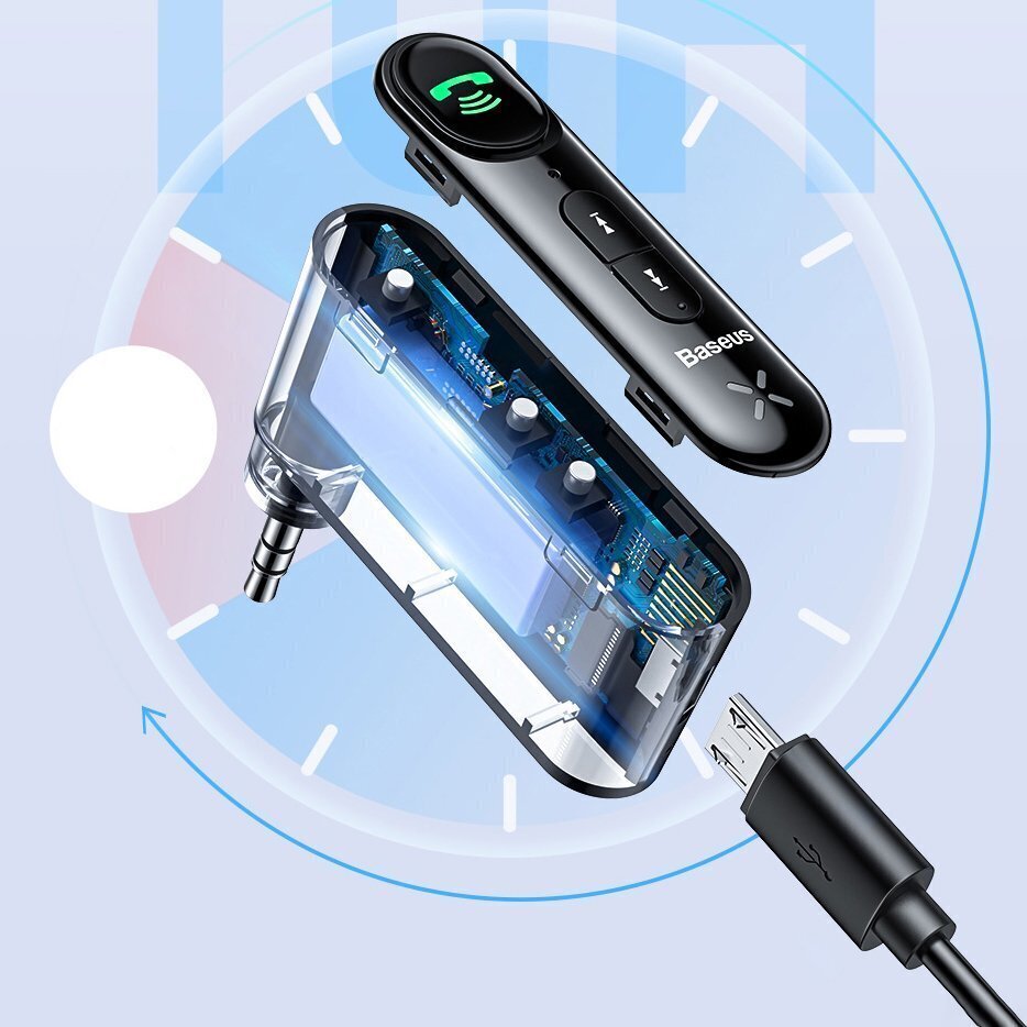 Handsfree-laite äänivastaanotinsovittimella BASEUS, "Bluetooth 5.0" AUX, 3,5 mm, musta hinta ja tiedot | Puhelinkaapelit | hobbyhall.fi