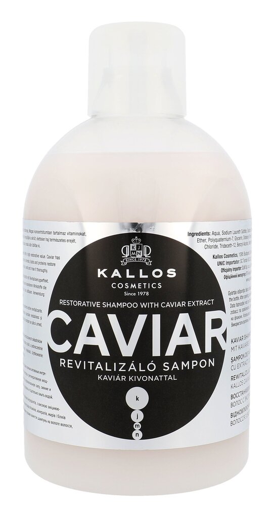 Palauttava hiusshampoo kaviaariuutteella Kallos Caviar Hair Shampoo 1000ml hinta ja tiedot | Shampoot | hobbyhall.fi