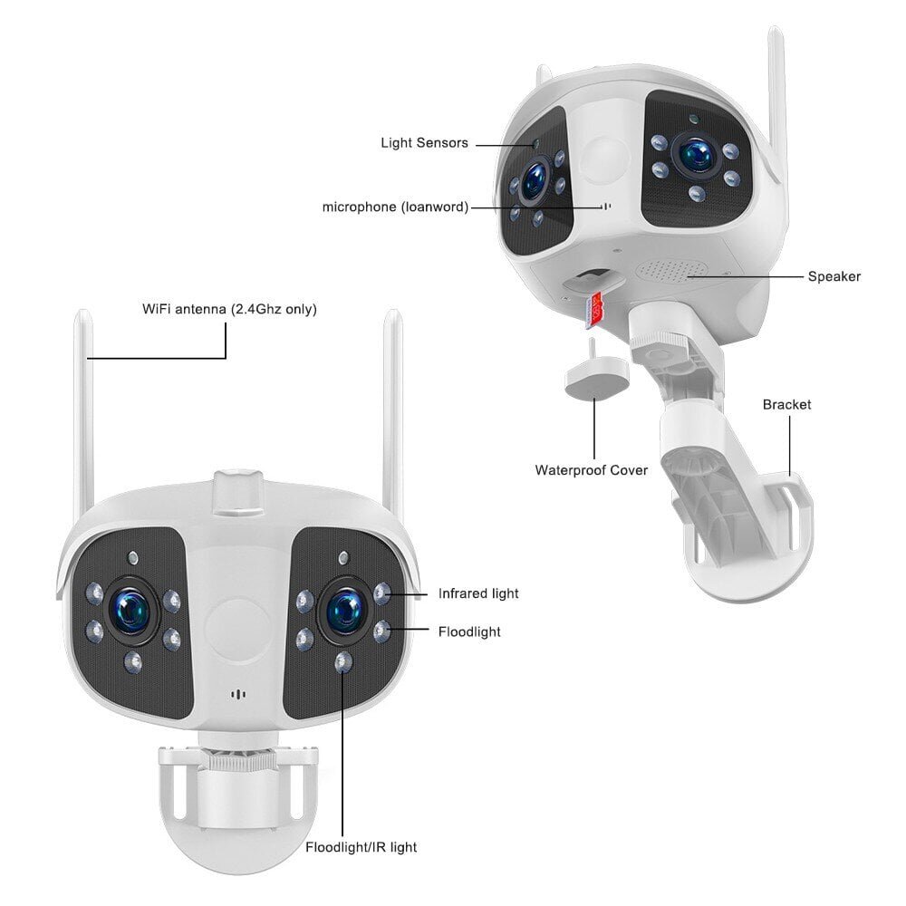 K13 1080P HD-kamera kiikari infrapuna värivalvontakamera 180 asteen laajakulmainen ulkovalvontakamera yönäkö Liiketunnistin vedenpitävä hinta ja tiedot | Web-kamerat | hobbyhall.fi