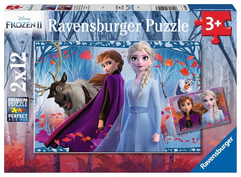 Ravensburger Snow Queen 2 (Frozen 2) Palapeli, Matka tuntemattomaan, 2x12 Palainen , 5009 hinta ja tiedot | Palapelit | hobbyhall.fi