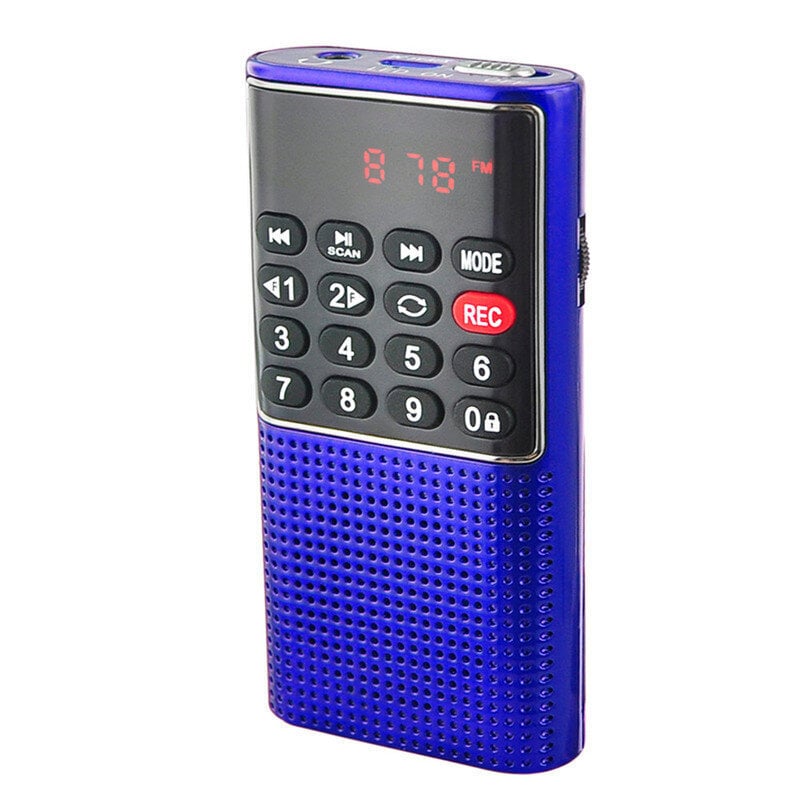 (Blue)kebidumei kannettava radio kädessä pidettävä digitaalinen FM USB TF MP3-soitin Minikaiutin äänitallentimella ladattava hinta ja tiedot | Kelloradiot ja herätyskellot | hobbyhall.fi