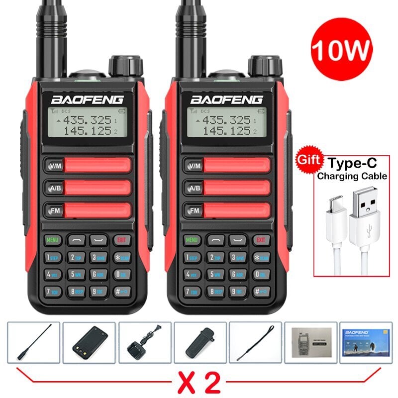 (2 kpl-UV16 paketti 15) 2 kpl Baofeng UV16 Max Walkie Talkie 10W V2 versio VHF UHF Dual Band Two Way CB Ham Radio UV16 Kannettava radiolähetin-vastaanotin UV10R hinta ja tiedot | Kelloradiot ja herätyskellot | hobbyhall.fi