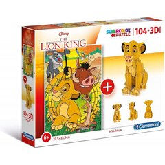 Palapelisarja Clementon Lion King, 104 osaa. + 3D hinta ja tiedot | Palapelit | hobbyhall.fi