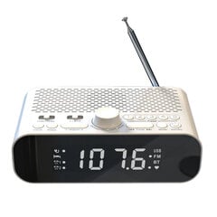 (Valkoinen) Kannettava FM-radio Bluetooth 5.0 -kaiutin MP3-soitin LED-digitaalinäytöllä Tuki U-levyn kaksoisherätyskellon virrankatkaisumuisti hinta ja tiedot | Kelloradiot ja herätyskellot | hobbyhall.fi