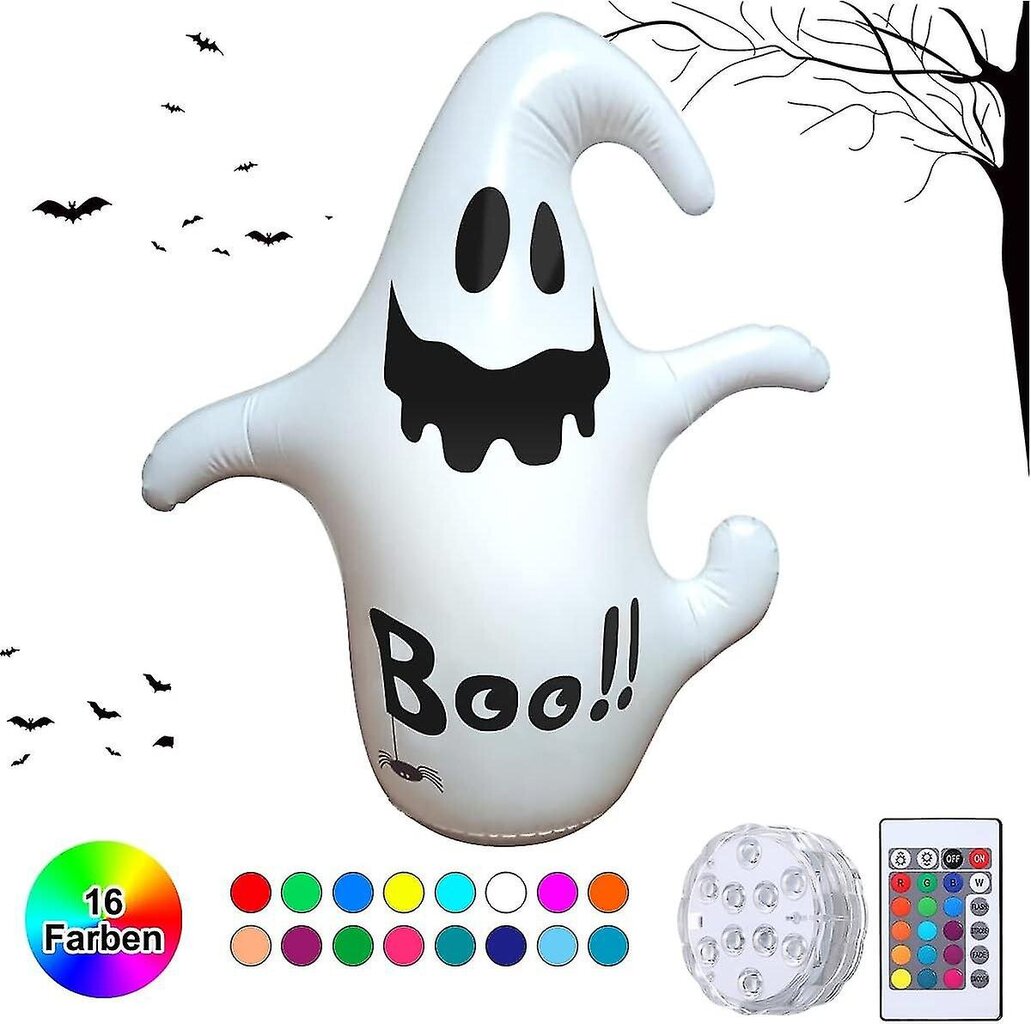 Halloween-koriste puhallettava kummitus, 1,2 m Halloween Ghost puhallettavat valot Halloween-koriste kaukosäätimellä, puhallettava Halloween Ghost de hinta ja tiedot | Puutarha- ja ulkovalot | hobbyhall.fi