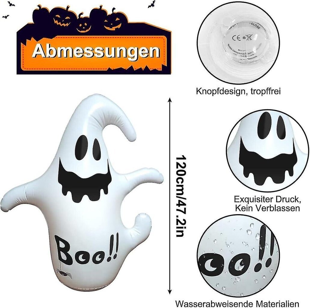 Halloween-koriste puhallettava kummitus, 1,2 m Halloween Ghost puhallettavat valot Halloween-koriste kaukosäätimellä, puhallettava Halloween Ghost de hinta ja tiedot | Puutarha- ja ulkovalot | hobbyhall.fi