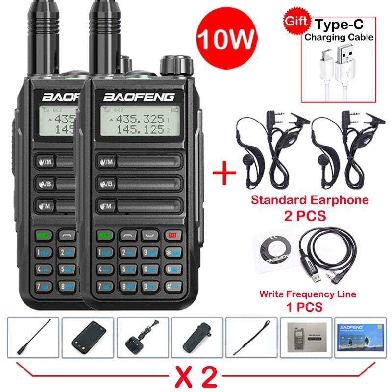 (2 kpl-V2 musta 2) 2 kpl Baofeng UV16 Max V2 IP68 vedenpitävä Walkie Talkie High Power Ham CB-radion päivitys UV9R UV5R Pro -kaksisuuntaiseen radioon 50 km kantama hinta ja tiedot | Kelloradiot ja herätyskellot | hobbyhall.fi