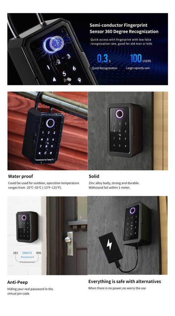 Smart Key Lock Box Ttlock Wifi Door Lock hinta ja tiedot | Kassakaapit | hobbyhall.fi