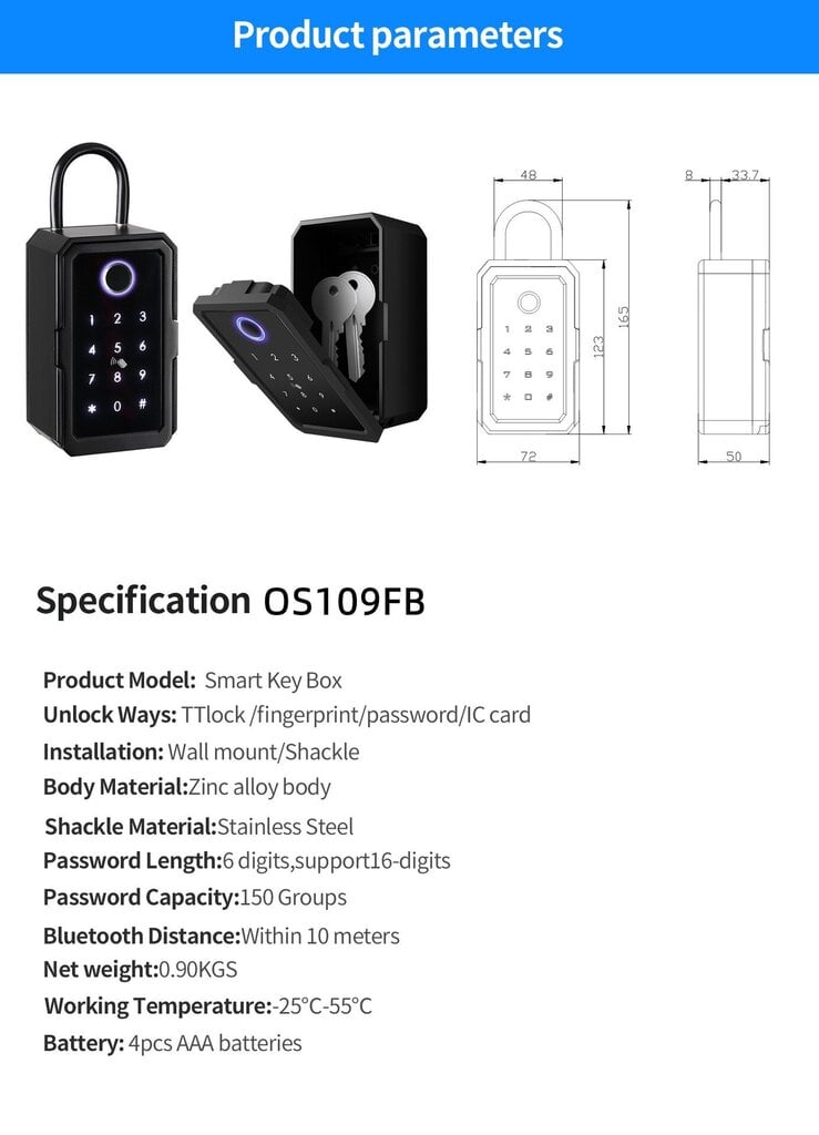 Smart Key Lock Box Ttlock Wifi Door Lock hinta ja tiedot | Kassakaapit | hobbyhall.fi