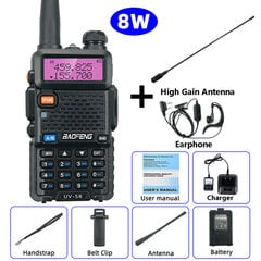 (8W Lisää antenni)BaoFeng UV-5R radiopuhelin 5W/8W kaksisuuntainen radiokommutaattori VHF/UHF 136-174MHz & 400-520MHz asemavastaanotin Ham langaton setti hinta ja tiedot | Kelloradiot ja herätyskellot | hobbyhall.fi