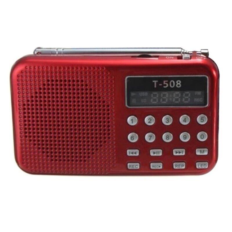 (Punainen) Mini FM Radio T508 Kannettava LED-näyttö Stereokaiutin Tukee USB TF-korttia MP3-musiikkisoitin USB-virtajohdolla hinta ja tiedot | Kelloradiot ja herätyskellot | hobbyhall.fi