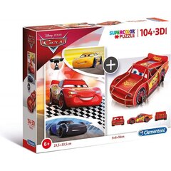Palapeli Clementoni Cars (Lightning McQueen), 104 kpl + 3D-malli hinta ja tiedot | Palapelit | hobbyhall.fi