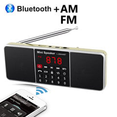 (Kultainen)Digitaalinen kannettava radio AM FM Bluetooth-kaiutin Stereo MP3-soitin TF SD-kortti USB-asema Handsfree Soita ladattavat kaiuttimet hinta ja tiedot | Kelloradiot ja herätyskellot | hobbyhall.fi