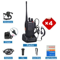 (EU 4Pack Headset Mic)Baofeng BF888S Radiopuhelin Alkuperäinen 5W BF-888S 5KM UHF 400-470MHZ lähetin-vastaanotin Kannettava kaksisuuntainen radio BF 888S sisäpuhelin hinta ja tiedot | Kelloradiot ja herätyskellot | hobbyhall.fi