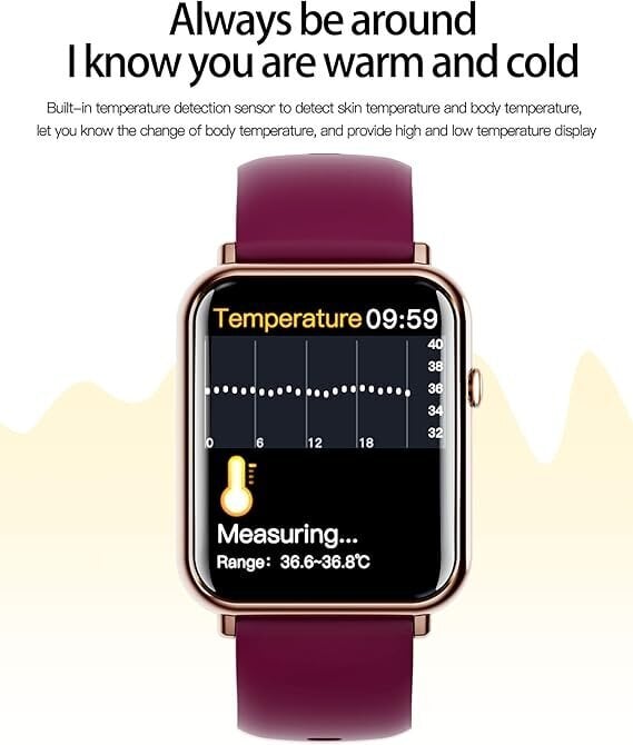Naisten älykello, 1,69 tuuman syke, verenpaineen mittaus, kunto, aktiivisuusmittari, unianalyysi, violetti hinta ja tiedot | Älykellot | hobbyhall.fi