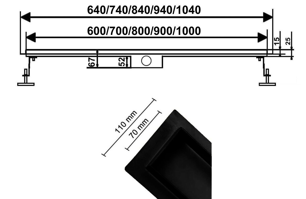 AQUA HEATING SUIHKUVIEMÄRI MUSTA BLACK KREEKKALAINEN/CUBE ALHAINEN SIFONI 54mm ROOSTEVABA TERAS hinta ja tiedot | Lattiakaivot | hobbyhall.fi